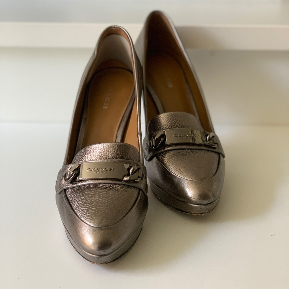 Coach silver heels